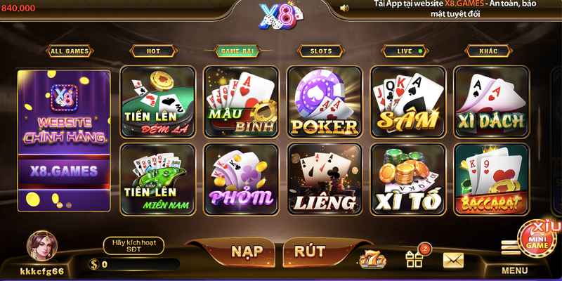 X8: Game bài đổi thưởng đẳng cấp phong cách quốc tế 3 Những sản phẩm game trực tuyến hấp dẫn tại cổng game đẳng cấp này